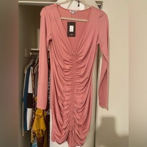 Pink bodycon rushed dress size xl